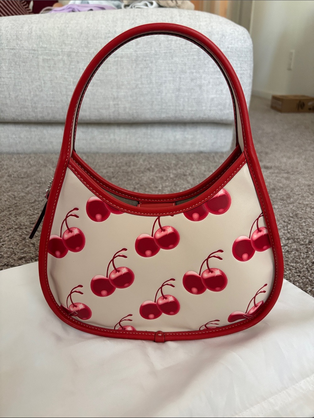 Coach Cherry Print Cream and Red Shoulder Bag - Picture 1 of 6